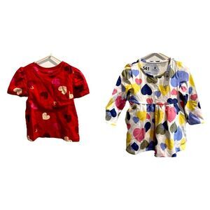 NWT Gap Baby 18-24 Month Girl Top & Dress Lot Hearts Polka Dots Colorful